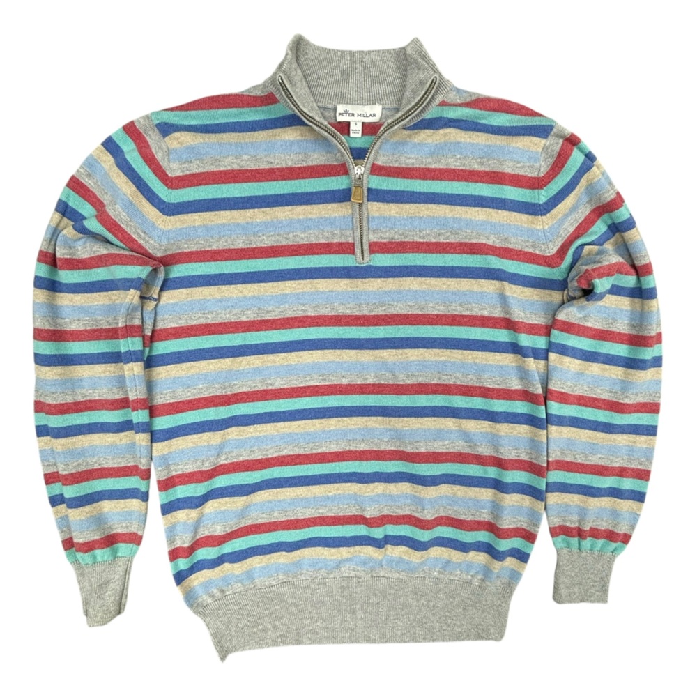 Peter Millar- 1/4 zip Multi-Color Sweater- Cotton/Silk/Cashmere- Small- Like New